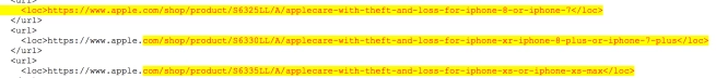 Apple Sitemap XML Leak zu AppleCare Diebstahl und Verlust Schutz für iPhone Xs und Xr Modelle