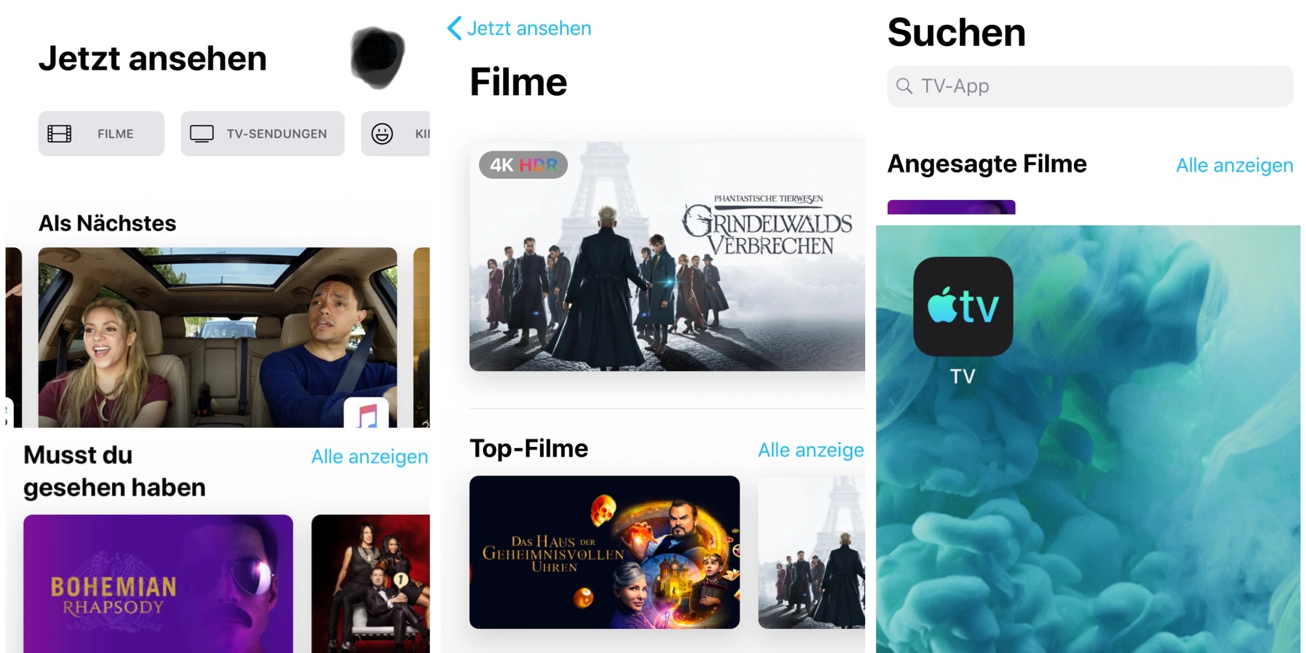 Apple TV App Interface auf dem iPad mit der Vorschau für Apple TV Channels, Filmen und Serien.