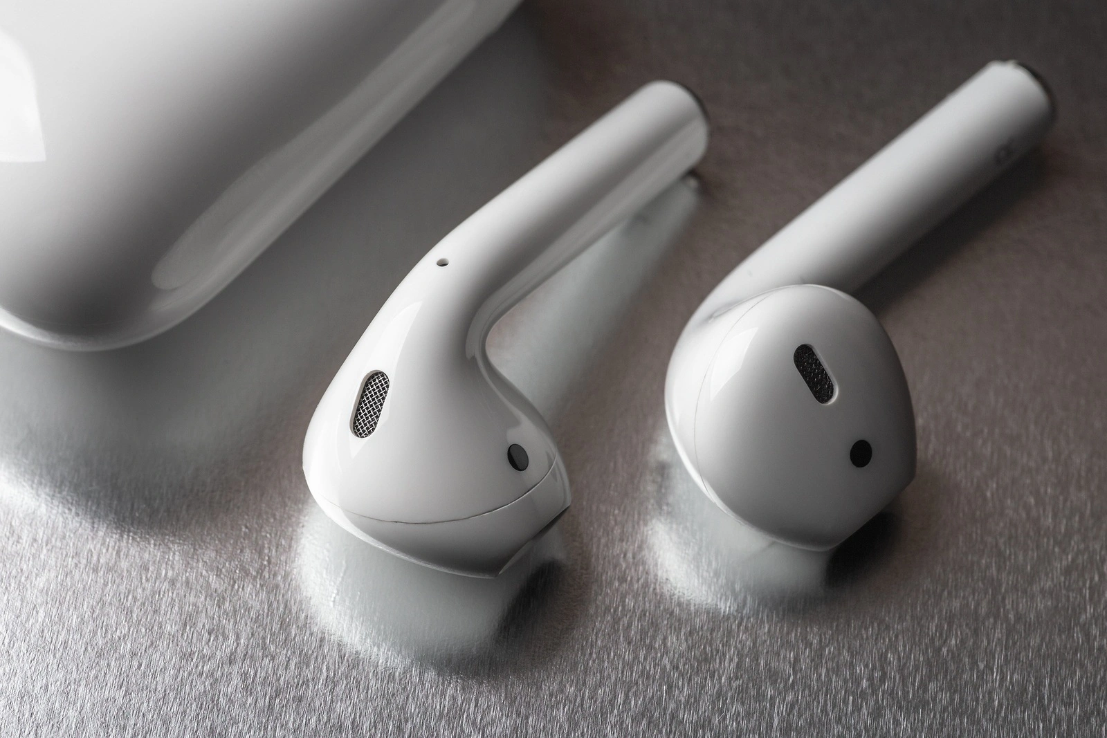 Moscow, Russia - Circa December 2018: Apple AirPods - wireless bluetooth earphones or headphones, use with Iphone, Ipad or Mac