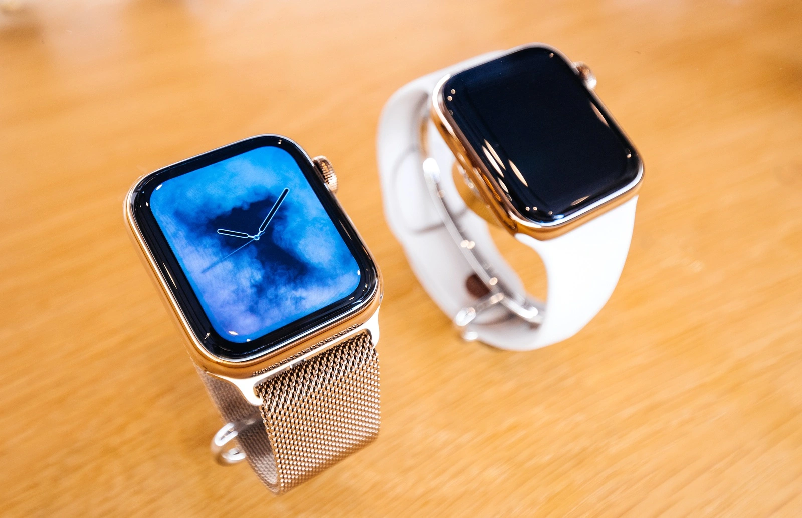 STRASBOURG, FRANCE - SEP 21, 2018: Apple Store the new latest gold Apple Watch Series 4 wearable personal luxury watch