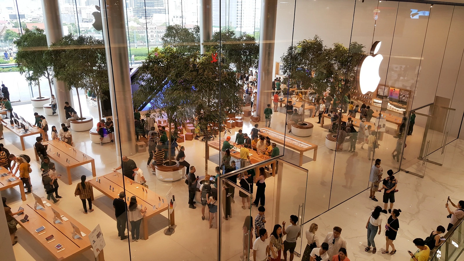BANGKOK, THAILAND - MAY 6, 2019: Apple Store Iconsiam branch, the first official Apple store in Thailand has been opening for servicing many of people who are interesting in Apple's product, this store opened since 9 November 2018