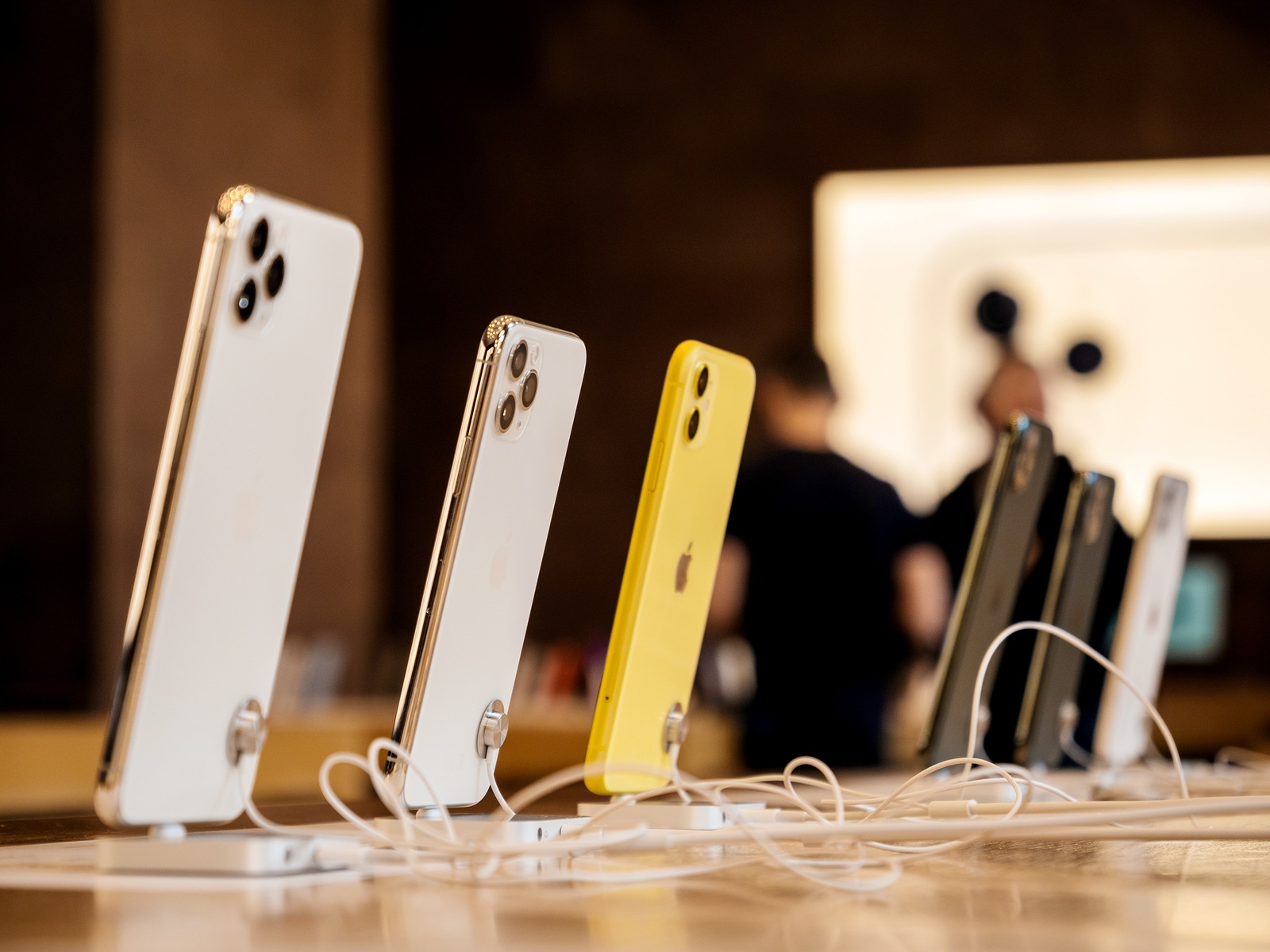 Paris, France - Sep 20, 2019: The iPhone 11, 11 Pro and Pro Max are displayed as the smartphone by Apple Computers goes on sale rear view of triple-camera