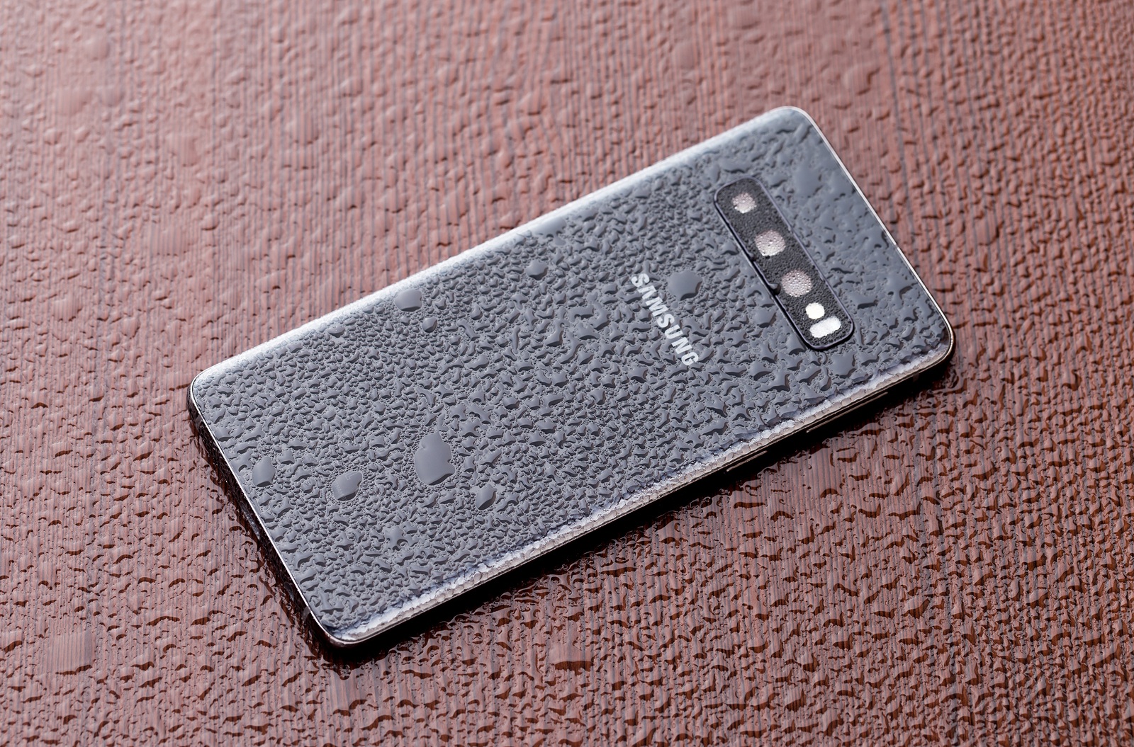Rostov-on-Don, Russia - March 2019. Samsung Galaxy S10 on a wooden surface.The new Samsung smartphone on a wooden surface.