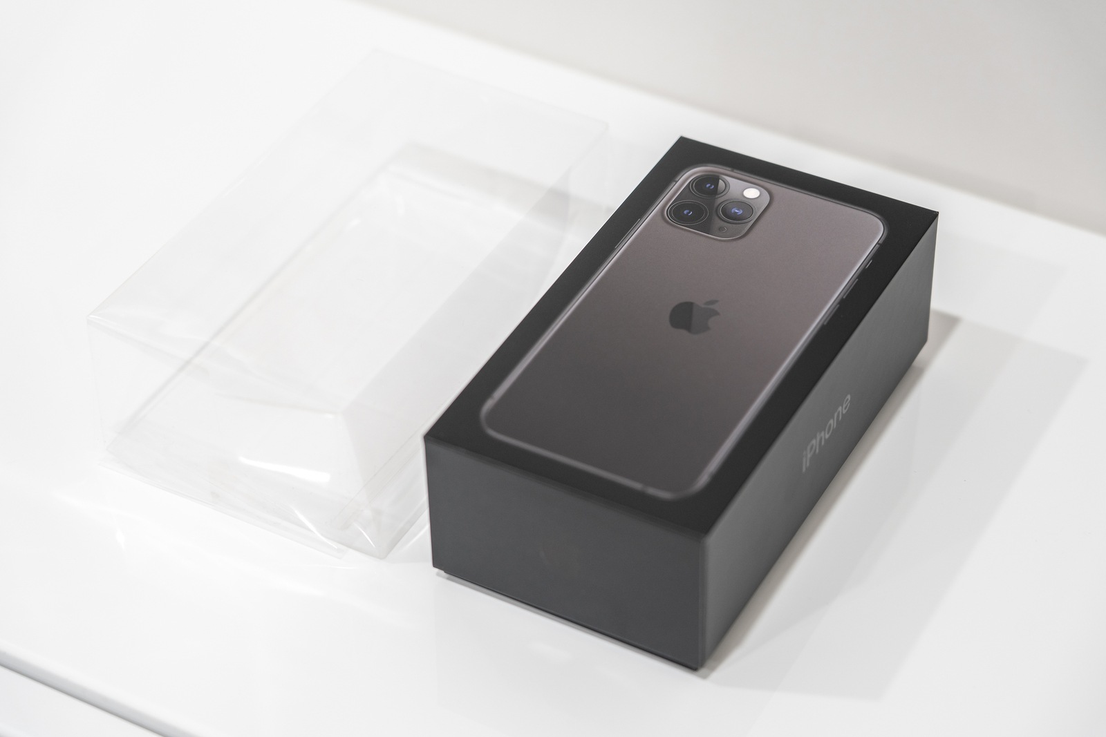 Moscow, Russia - September 24, 2019: New Apple iPhone 11 pro sealed in box over White Background