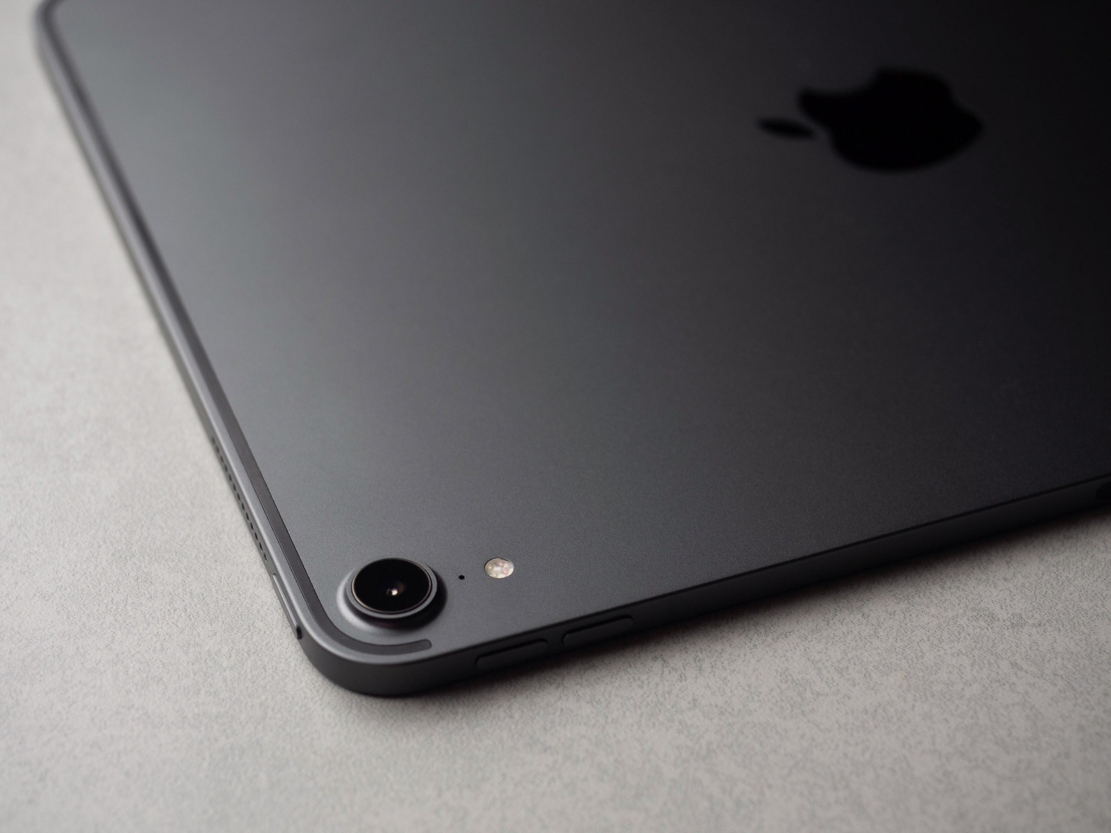 Chiang Rai, Thailand: September 12, 2019 - Close-up image New Apple iPad Pro 11 inch 2018 camera with Apple logo.