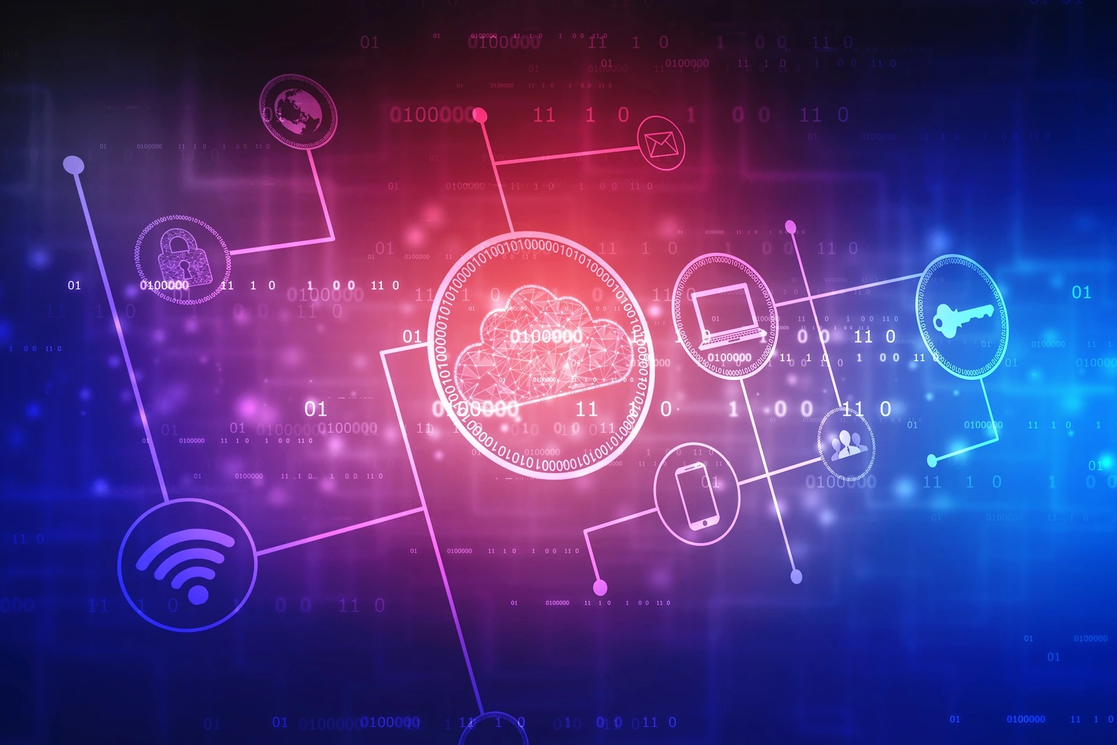 2d illustration Cloud computing, Cloud Computing Concept, Cloud computing technology internet concept background