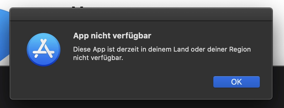 Facebook Messenger Mac App Store Fehlermeldung App nicht verfügbar in Deutschland