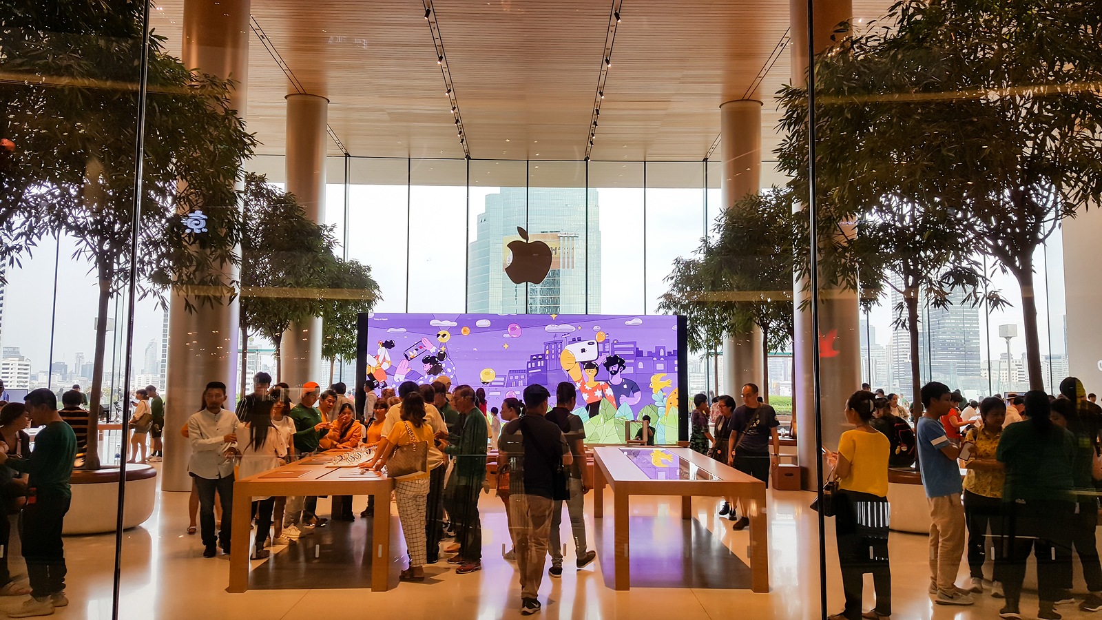 BANGKOK, THAILAND - MAY 6, 2019: Apple Store Iconsiam branch, the first official Apple store in Thailand has been opening for servicing many of people who are interesting in Apple's product, this store opened since 9 November 2018