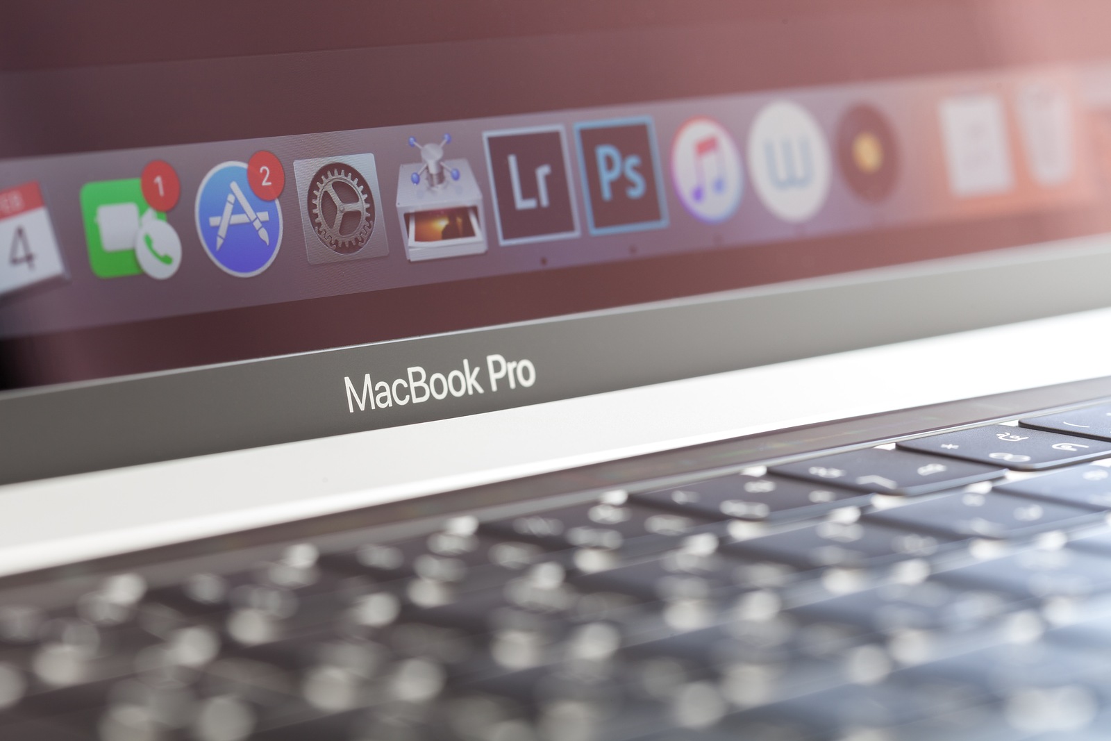 Bangkok Thailand - February 4 2017: Close-up on logo new macbook pro 2016 macbook pro is laptop computer manufactured by apple inc.