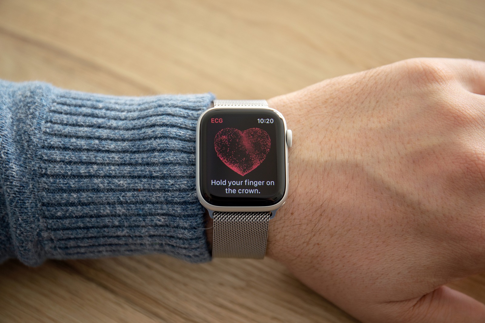 Anapa, Russia - February 17, 2019: Man hand with Apple Watch Series 4 with the ECG app on the screen. Apple Watch was created and developed by the Apple inc.