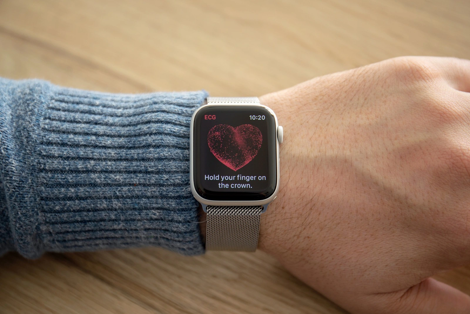 Anapa, Russia - February 17, 2019: Man hand with Apple Watch Series 4 with the ECG app on the screen. Apple Watch was created and developed by the Apple inc.