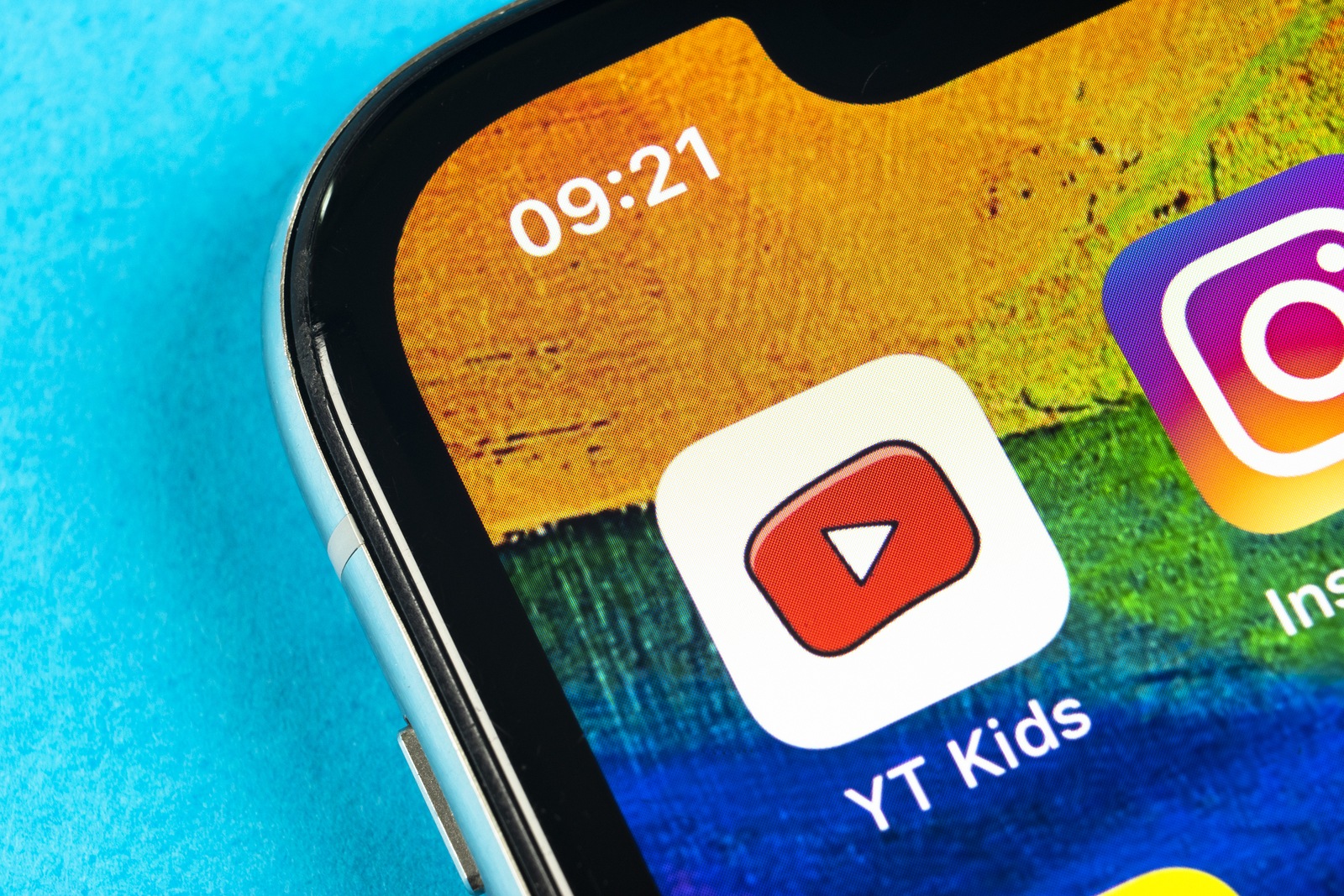 Helsinki, Finland, May 4, 2019, 2018: YouTube kids application icon on Apple iPhone X smartphone screen close-up. Youtube kids app icon. Social media icon. Social networks