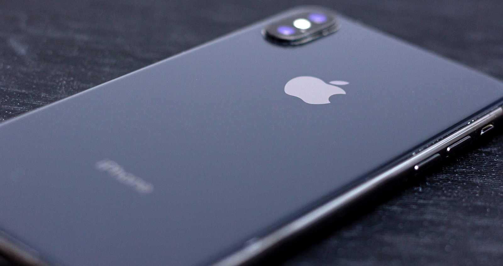 GERMANY, HAMM, 20.02.2020: Black iPhone X logo, back panel with logo.