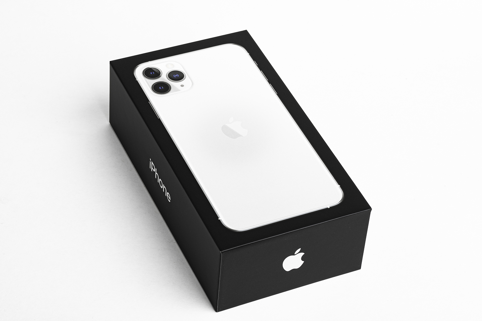 Vidalia, Georgia / USA - September 27, 2019: A studio shot of the Apple iPhone 11 Max Pro packaging retail box set on a white background.