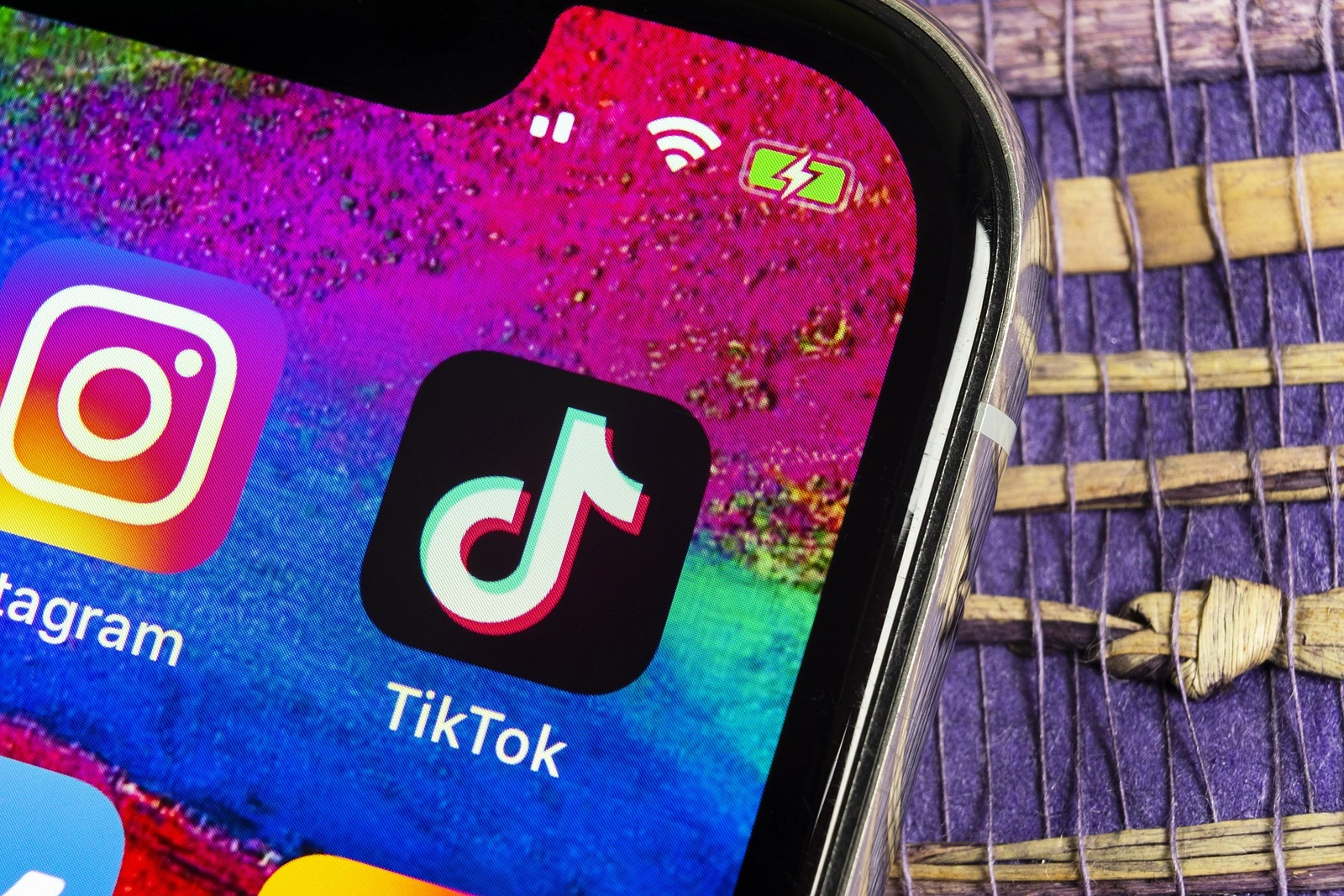 Helsinki, Finland,  February 17, 2019: Tik Tok application icon on Apple iPhone X screen close-up. Tik Tok icon. tik tok application. Tiktok Social media network. Social media icon