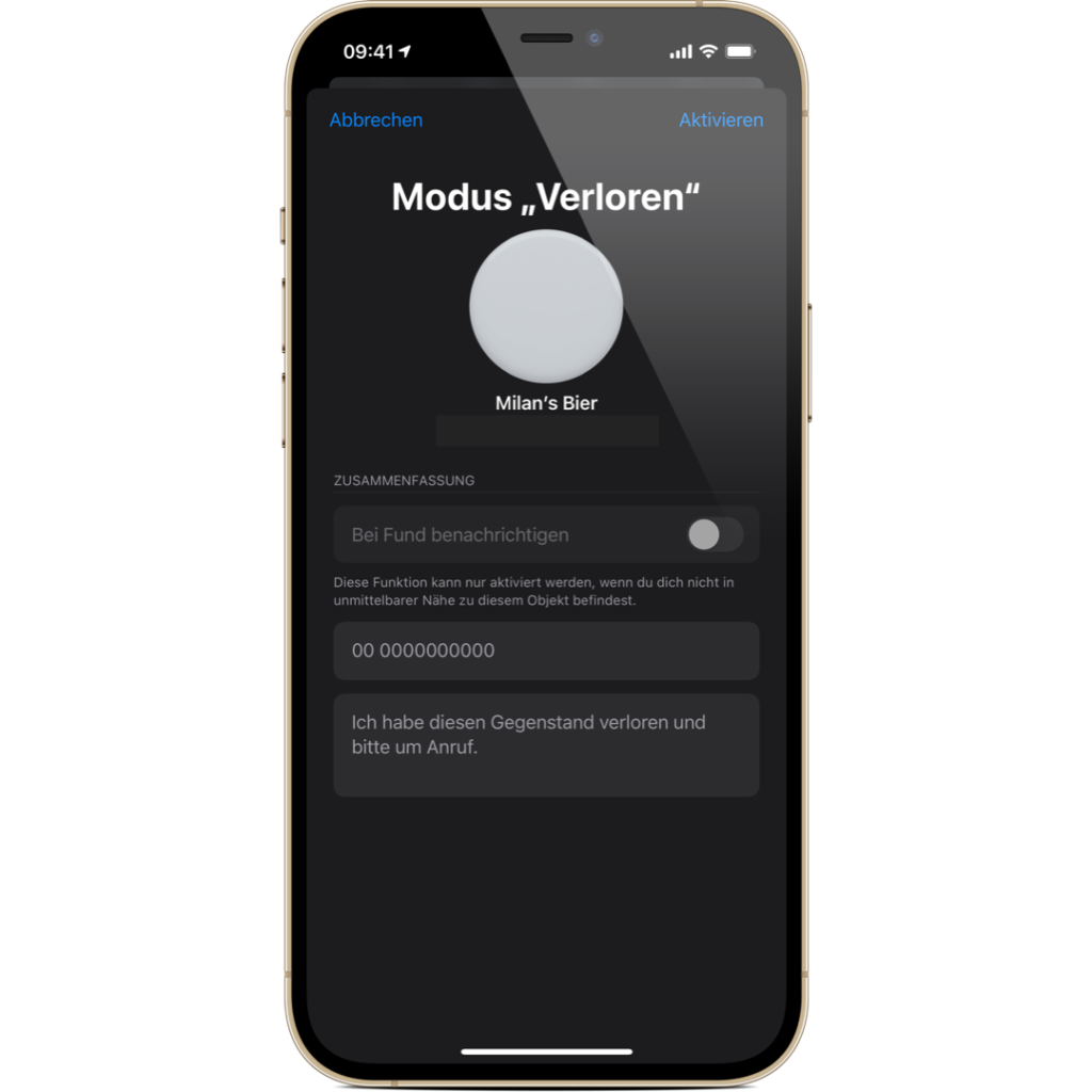 AirTag Modus "Verloren"