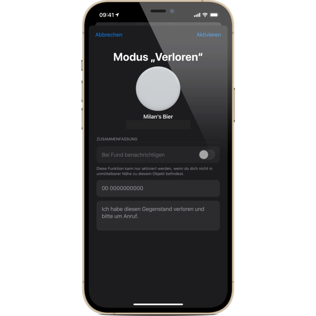 AirTag Modus "Verloren"