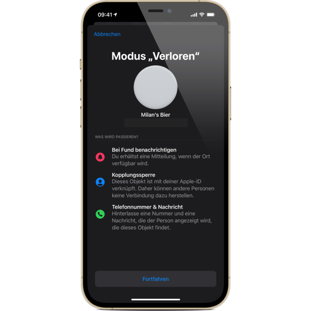 AirTag Modus "Verloren"