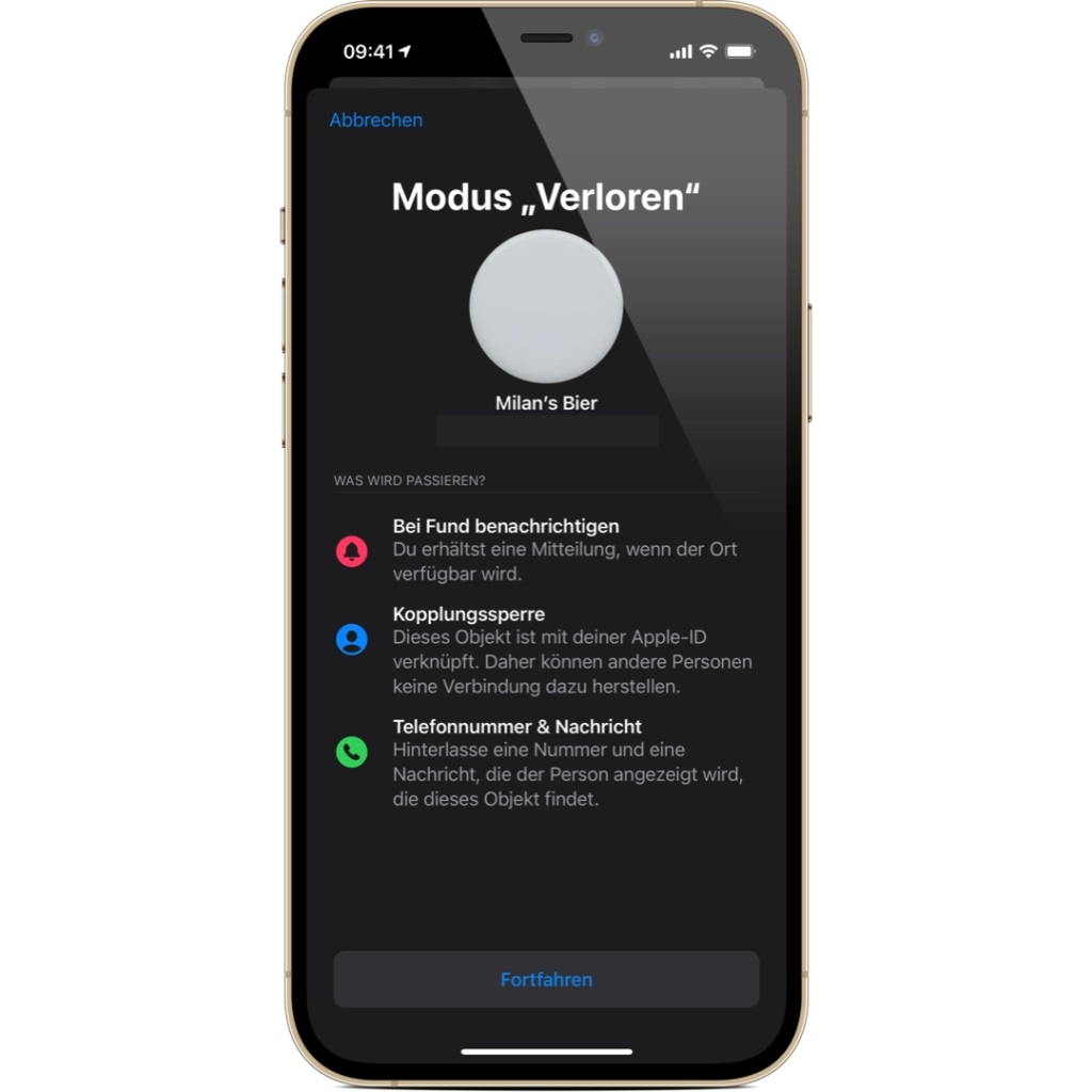 AirTag Modus "Verloren"
