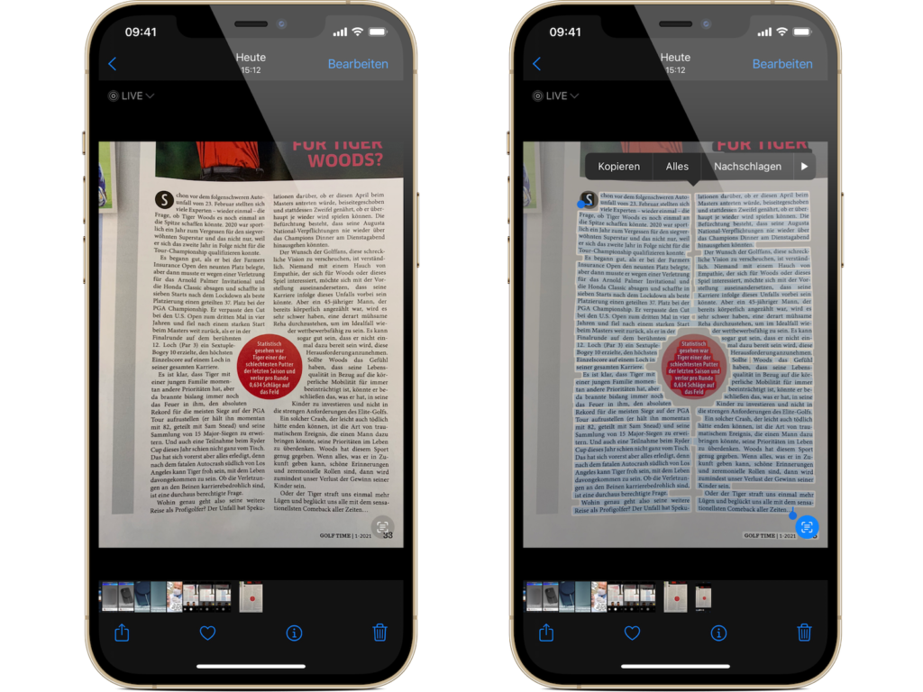 iOS 15 Live Text kopieren & einfügen