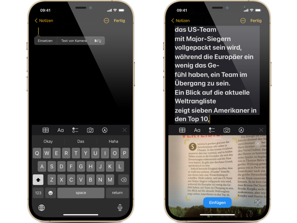 iOS 15 Live Text kopieren & einfügen