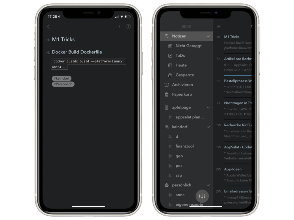 Bear Notizen-App