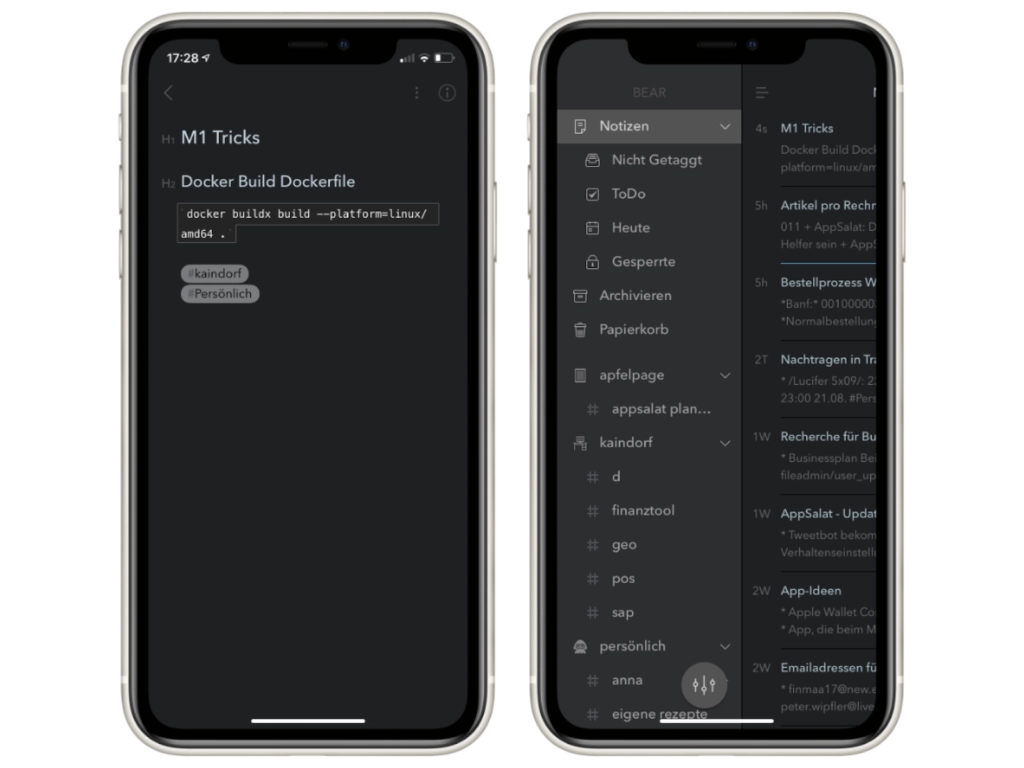 Bear Notizen-App