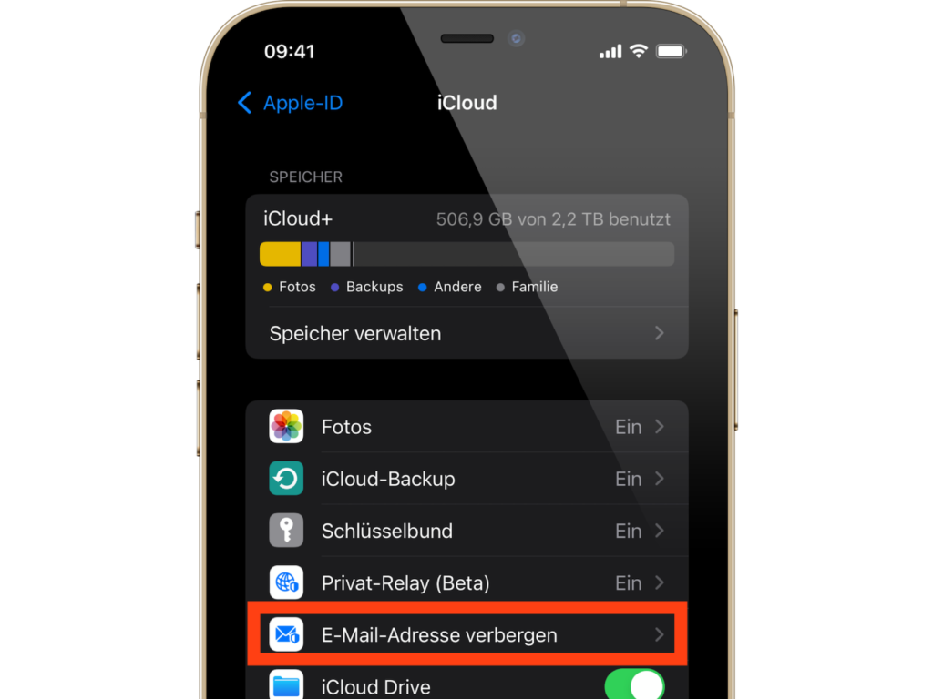 iOS 15 E-Mail-Adresse verbergen