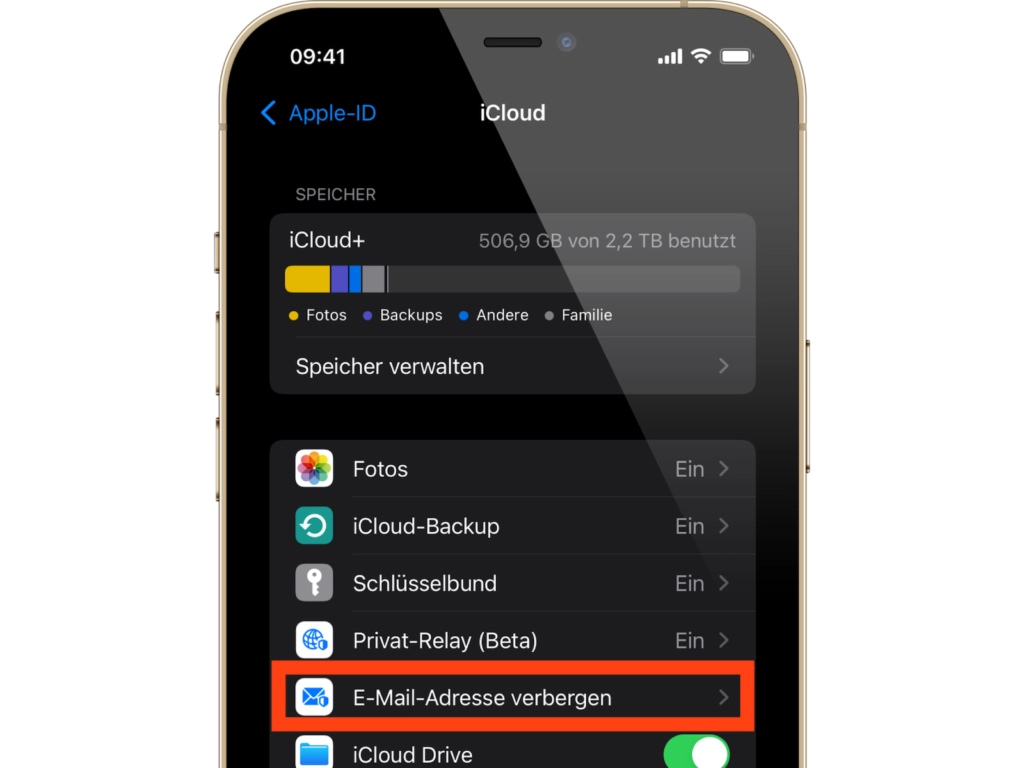 iOS 15 E-Mail-Adresse verbergen