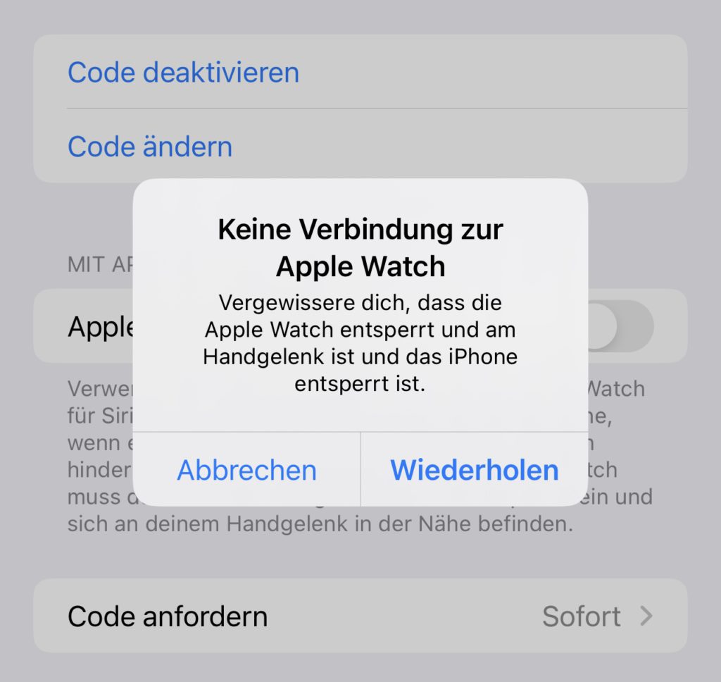 Mit Apple Watch entsperren iPhone 13