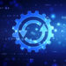 Update icon with binary codes on technology abstract background, Update System Upgrade Software version technology concept