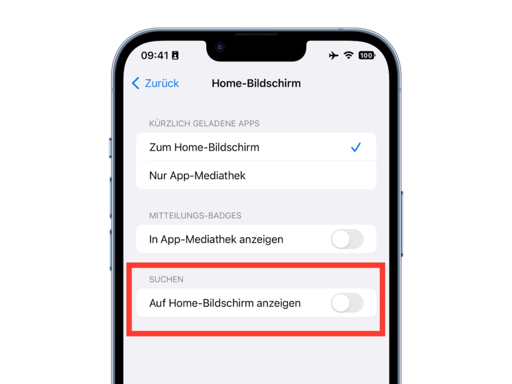 iPhone Einstellungen für den Startbildschirm unter iOS 16