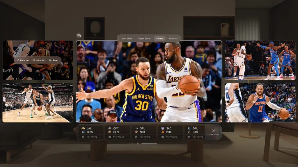 Apple Vision Pro Multiview-Funktion zeigt Live-Übertragungen von NBA-Basketballspielen