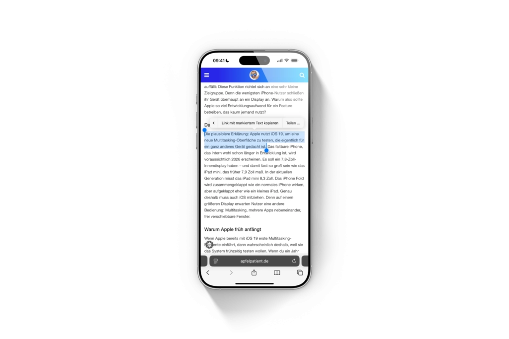 Safari Links zu markiertem Text kopieren