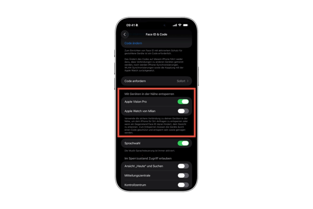 iPhone mit Apple Vision Pro entsperren