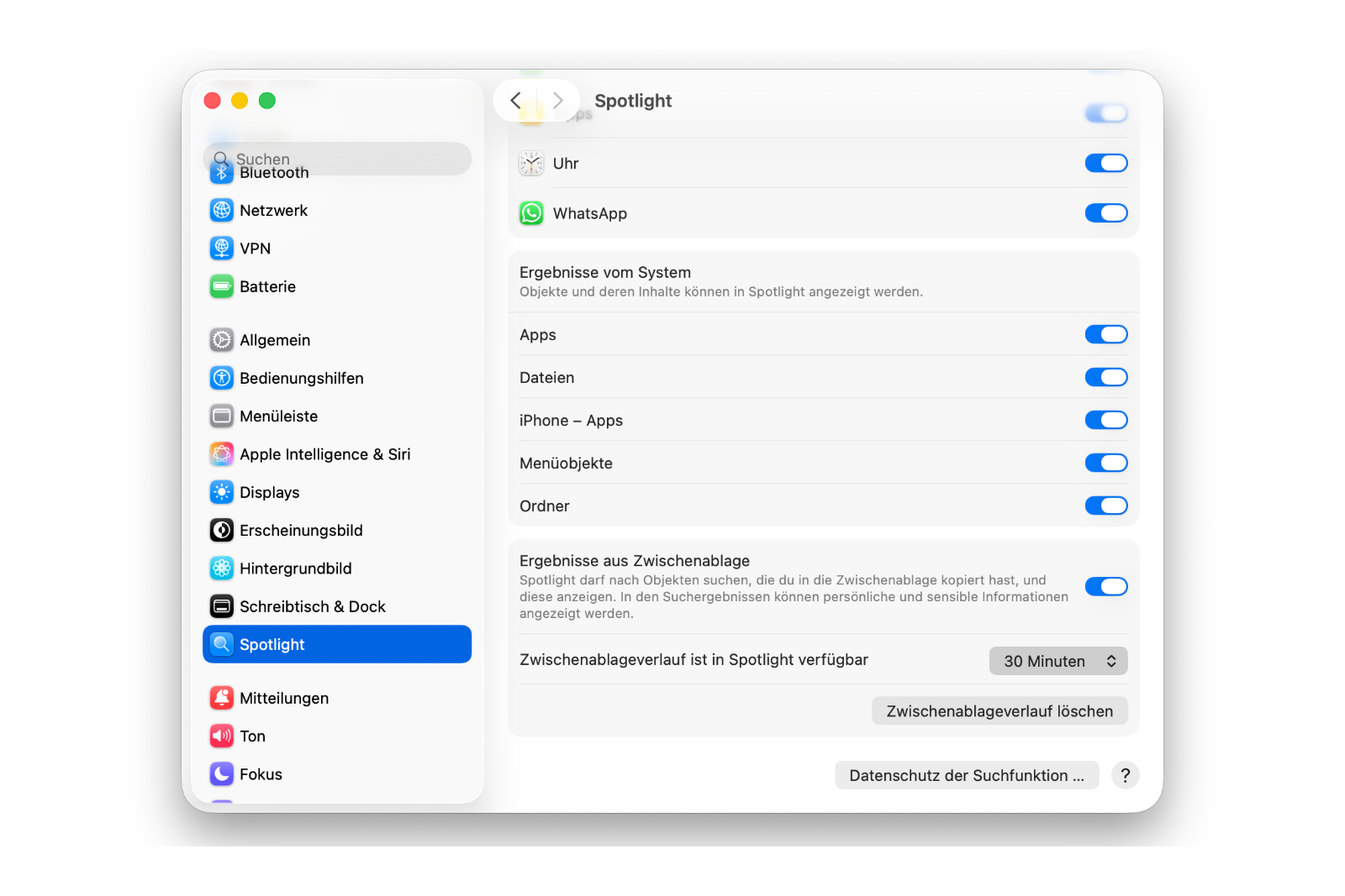 Apple Spotlight macOS 26.1