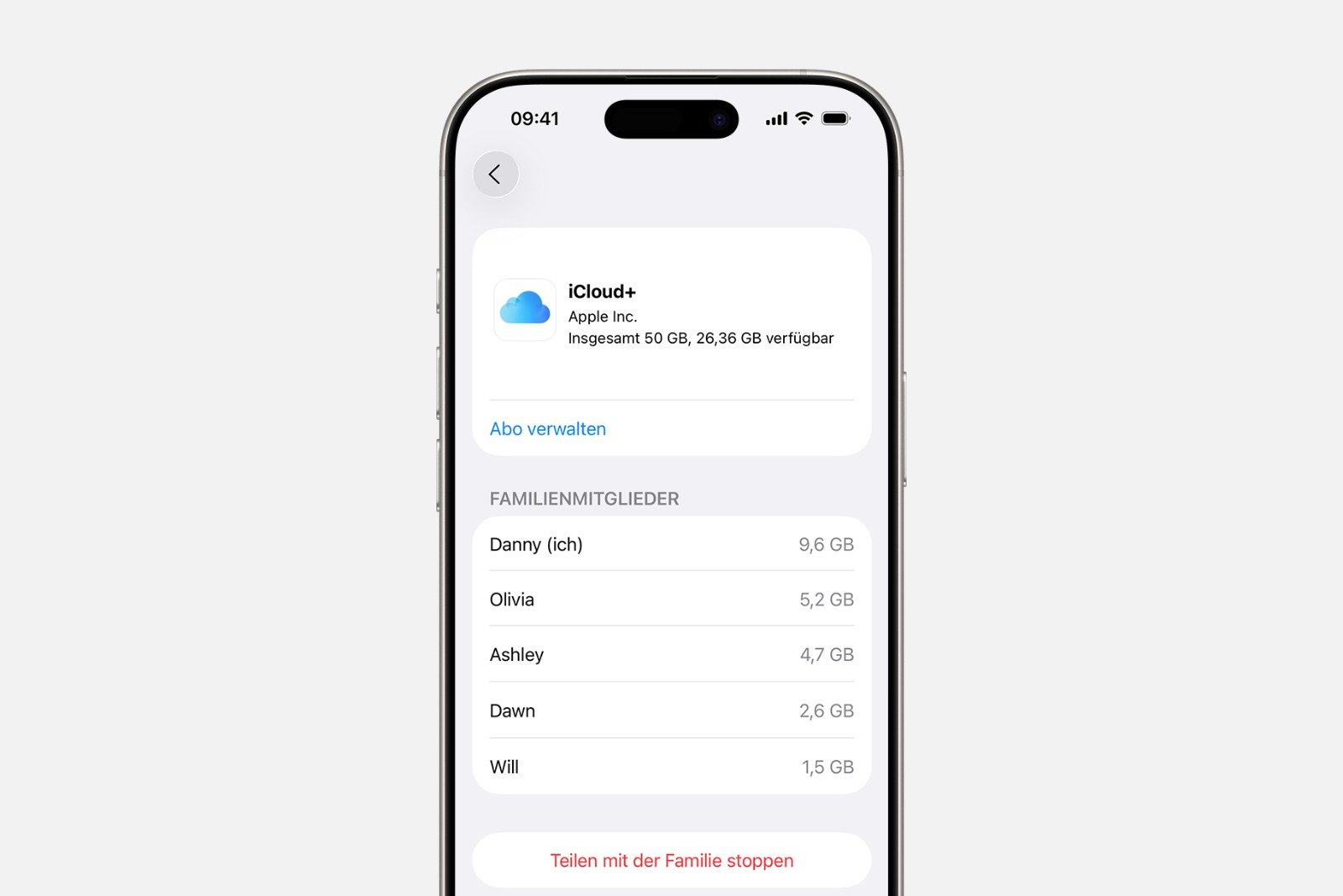 iCloud+ nutzen Familienfreigabe
