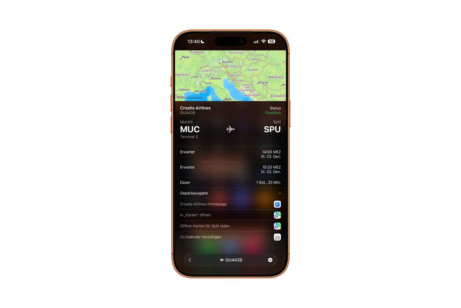 iPhone Flugtracker iOS