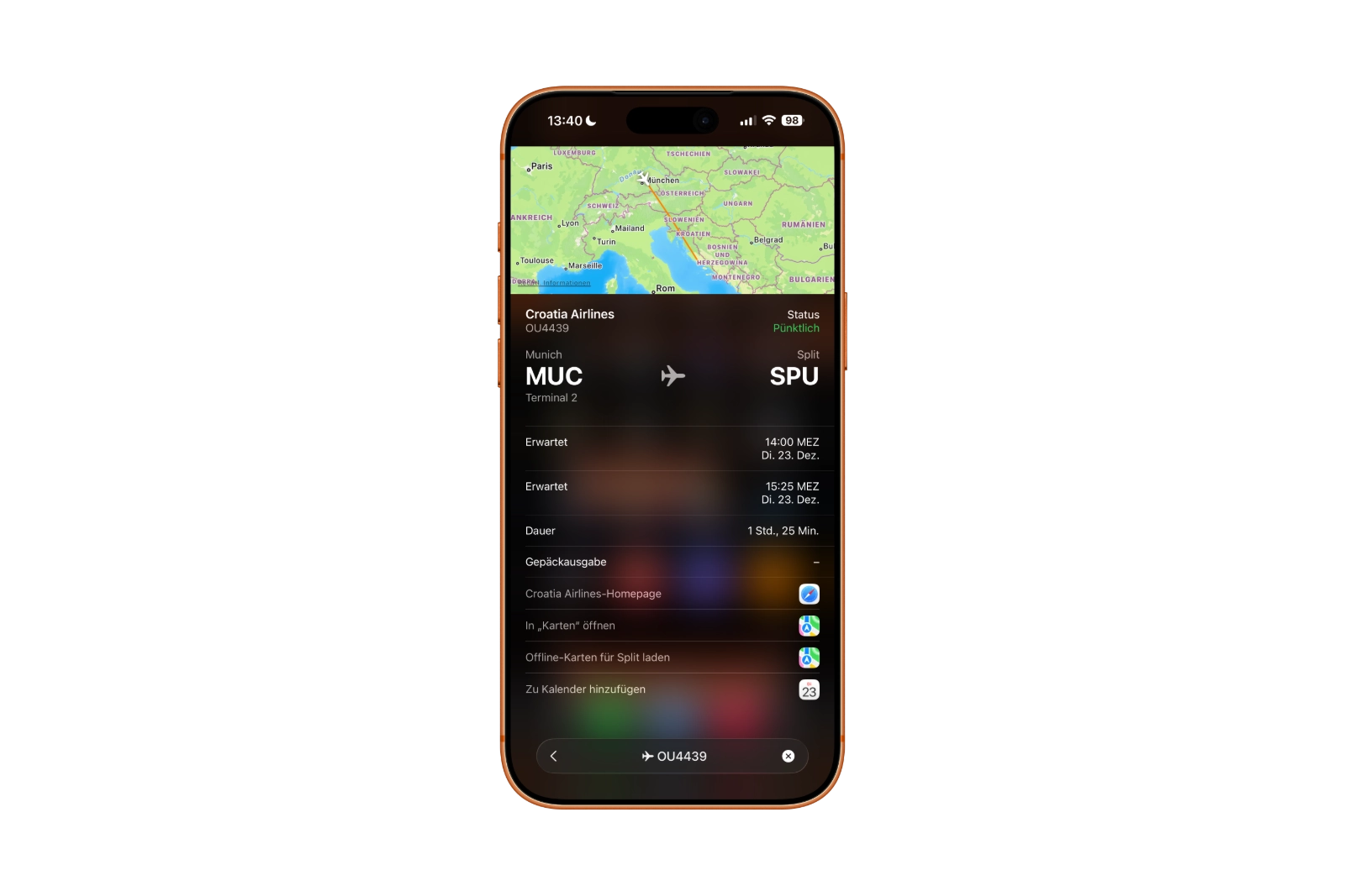 iPhone Flugtracker iOS