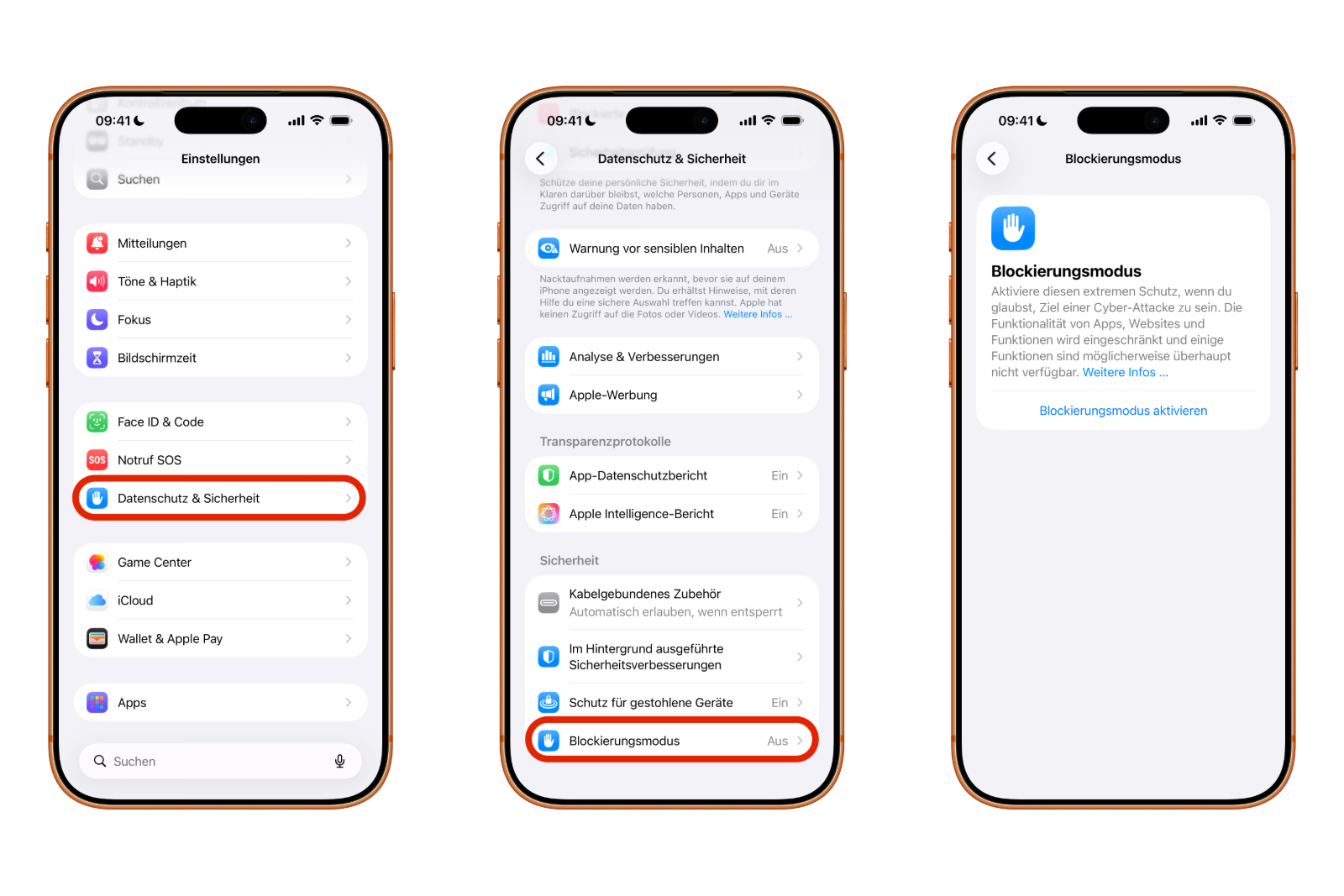 Blockierungsmodus aktivieren