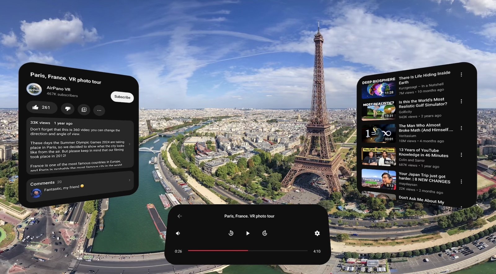 YouTube App Apple Vision Pro