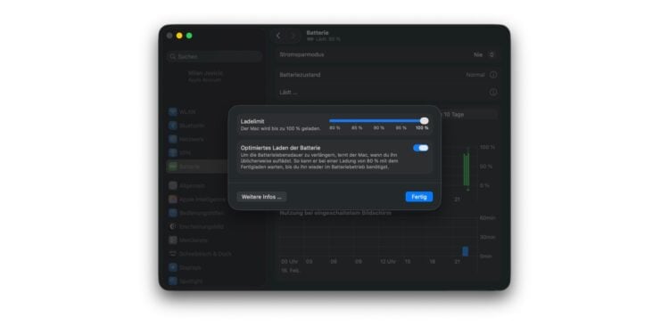 macOS 26.4 Battery Charging Limit