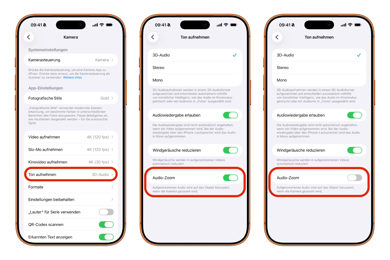 Audio Zoom am iPhone deaktivieren