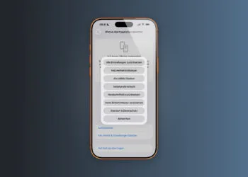 iPhone zurücksetzen: Auswahlmenü mit sieben Optionen von Alle Einstellungen bis Standort und Datenschutz
