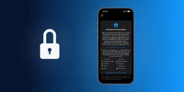 Erweiterter Datenschutz iCloud: iPhone mit der Einstellungsseite Erweiterter Datenschutz, Liste der geschützten Daten und Eintrag Erweiterten Datenschutz aktivieren, daneben ein Vorhängeschloss