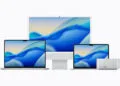 Vier Macs mit Apple Silicon nebeneinander: zwei MacBook Pro, ein iMac und ein Mac Studio