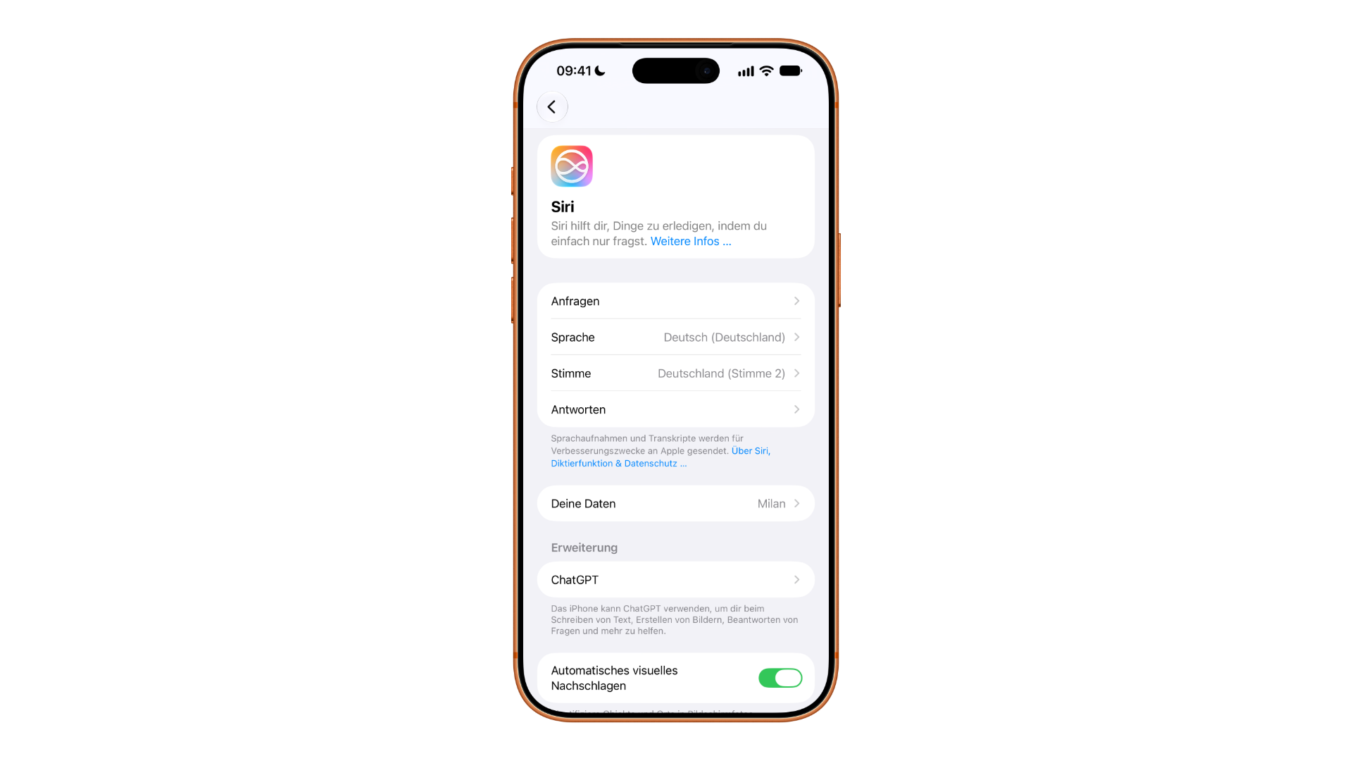 Disabling Apple Intelligence on iOS 27: the Siri settings with the ChatGPT extension