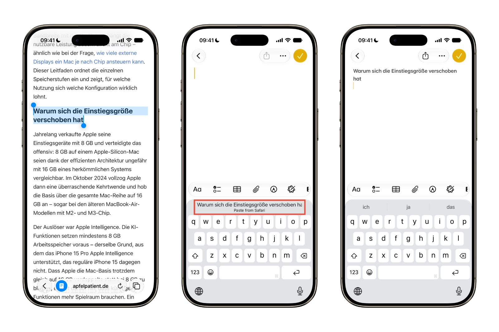 iOS 27 Einfügen-Funktion