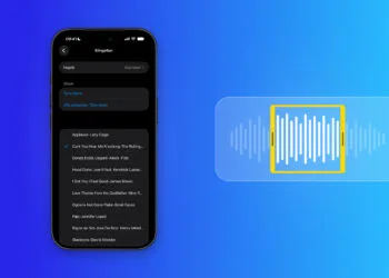 iPhone Klingelton erstellen: Klingelton-Auswahl in den iPhone-Einstellungen neben einer Wellenform mit markiertem Ausschnitt