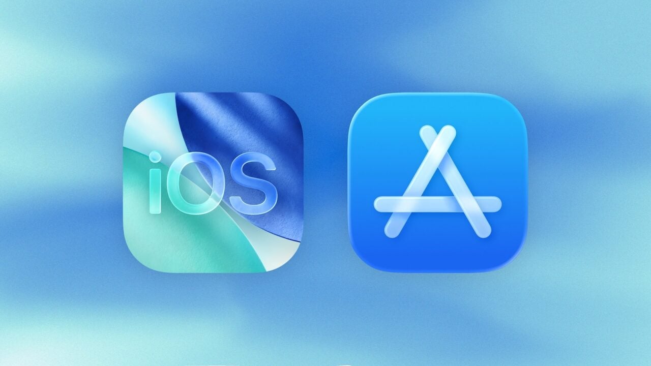 iOS- und App-Store-Symbol nebeneinander auf blauem Verlauf – im App Store in der EU gelten ab Oktober neue Geschäftsbedingungen